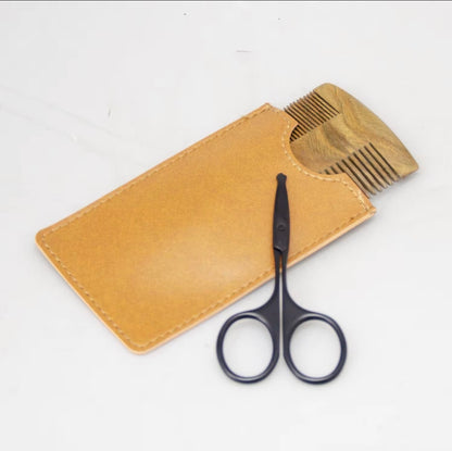 Grooming Tool Duo - Beard Brush + Pocket Comb & Scissors